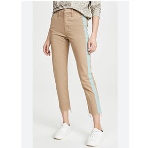MOTHER The Shaker Prep Fray / Size 29 Khaki Cerulean Blue Side Stripe‎ (G)